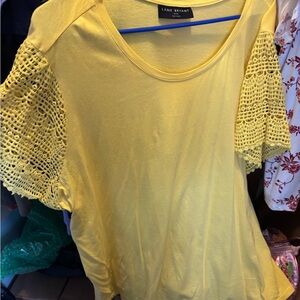 Lane Bryant Yellow Cropped Relaxed T-Shirt size 22/24